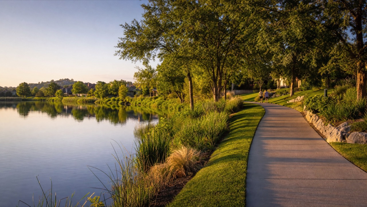Walking path along the lake at Cedar Pointe